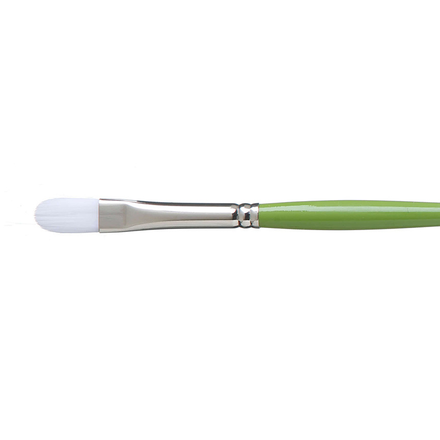 Snap Long Handle White Synthetic Taklon Filbert Brush