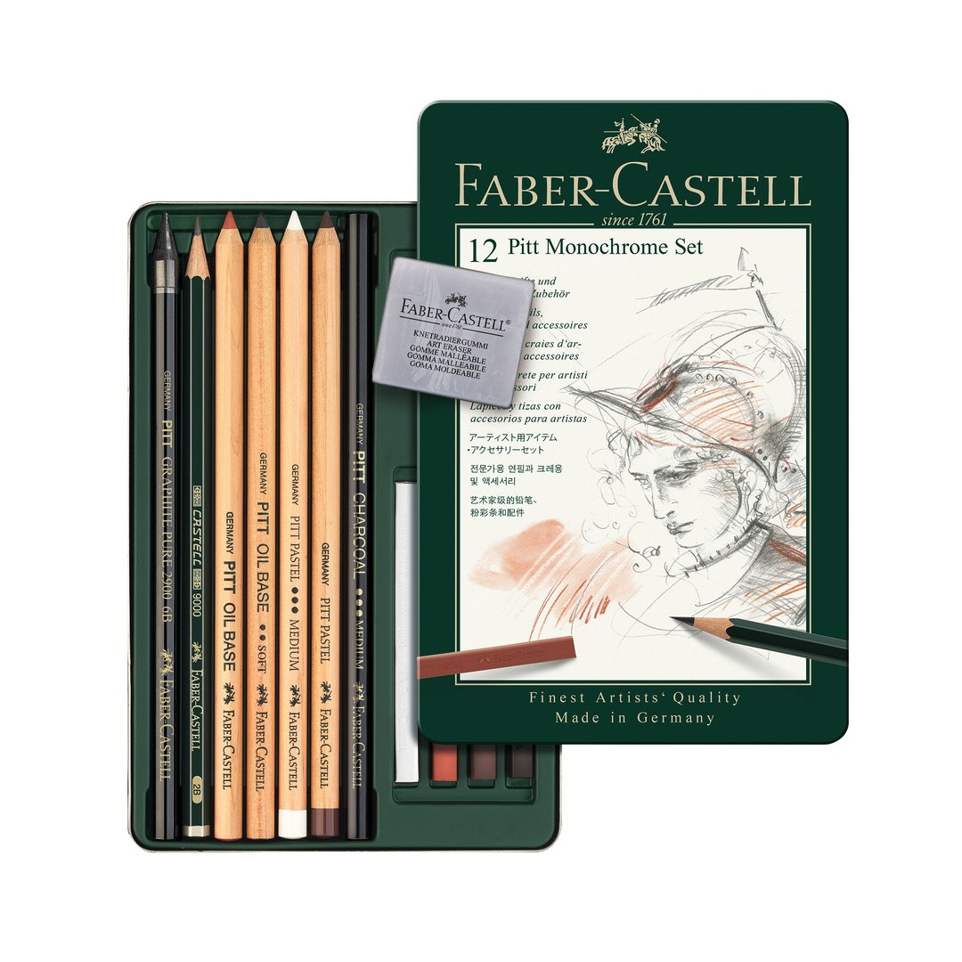 Faber-Castell PITT Monochrome Tin Set 12-Pieces