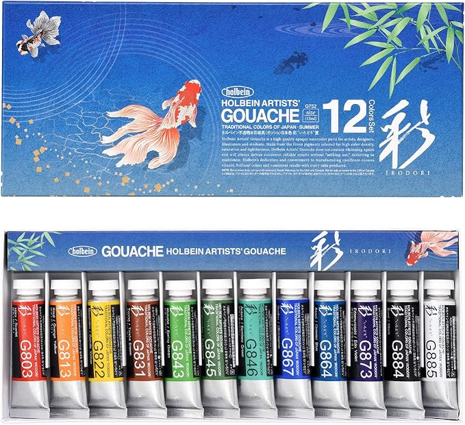 Artists' Iridori Gouache 12-tube Summer Set