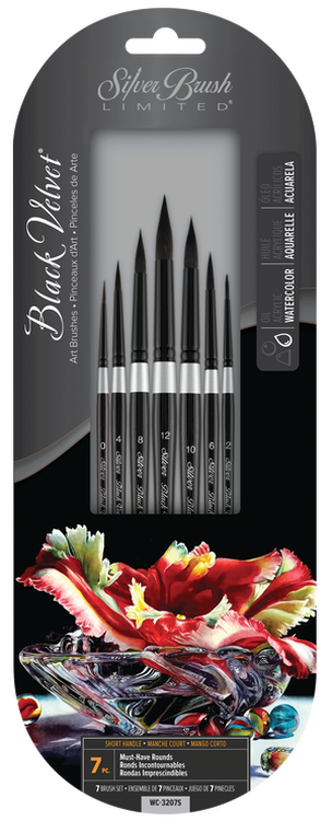 Black Velvet Watercolor Round 7-Brush Set